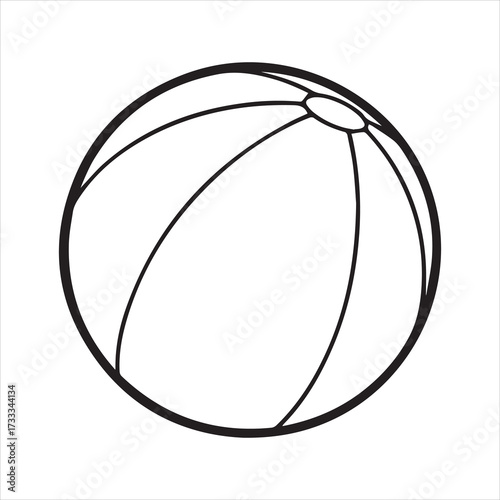 Minimalist Black Line Beach Ball Icon – Clean Vector Illustration