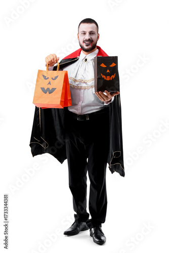 Young man dressed as vampir...