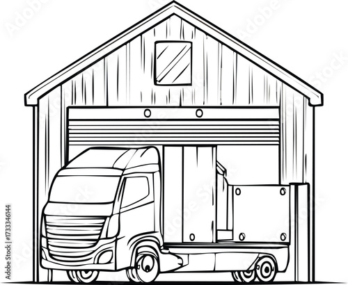 Truck parked in the garage