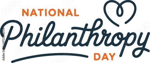 National Philanthropy Day text with heart and underline graphic charity giving