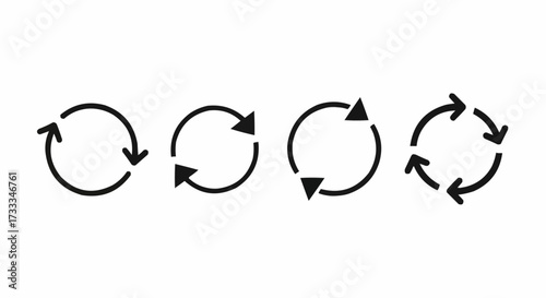 Set of four circular arrow icons representing refresh and rotation