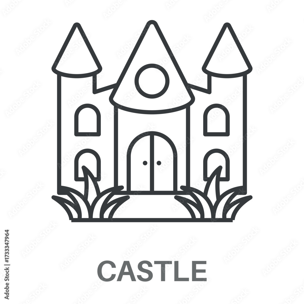 Fototapeta premium Castle Outline Concept Simple Style Design Vector