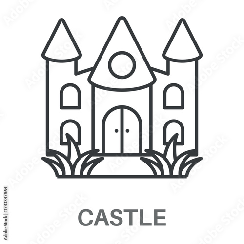 Castle Outline Concept Simple Style Design Vector