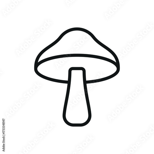 Mushroom icon in clean outline for vegetable, agriculture, and growth visuals.