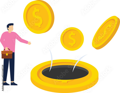 Finance and investment, investment or return on investment. businessman opens gold coin and breeds new gold coins

