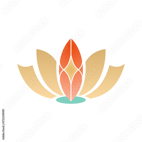 Abstract lotus flower symbol in warm tones, embodying peace and natural beauty concept for wellness design