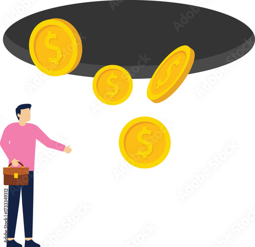 Finance and investment, investment or return on investment. businessman opens gold coin and breeds new gold coins

