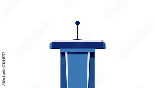 Blue Podium with Microphone - Public Speaking & Events