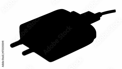 Sleek black silhouette of a modern USB power adapter, clean and versatile for tech and design projects