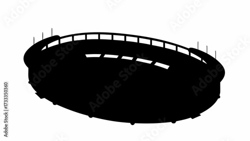 Dynamic stadium silhouette captures the energy and scale of major sporting events and concerts, perfect for promotional materials.