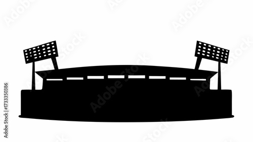Dynamic stadium silhouette with powerful floodlights ready for thrilling sporting events and grand concerts