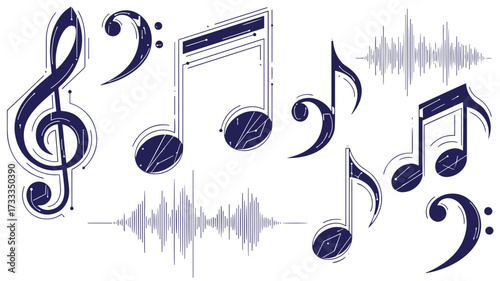 Elegant musical notes design brings vibrant sound and rhythm for creative projects