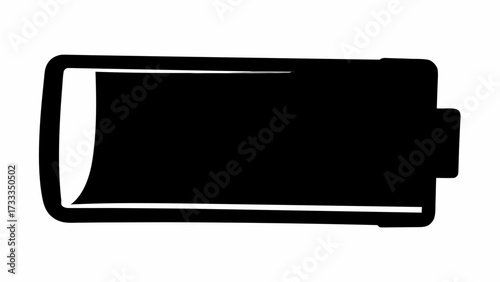 Simple black battery icon symbolizing power energy and charging status for technology and modern concepts
