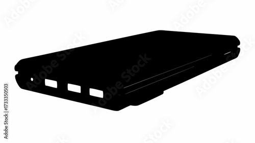 Sleek black smartphone battery pack design for portable power solutions and mobile device charging needs.