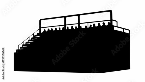Captivating crowd watches event from stadium bleachers with dynamic silhouette, evoking excitement and anticipation for sports or performances.
