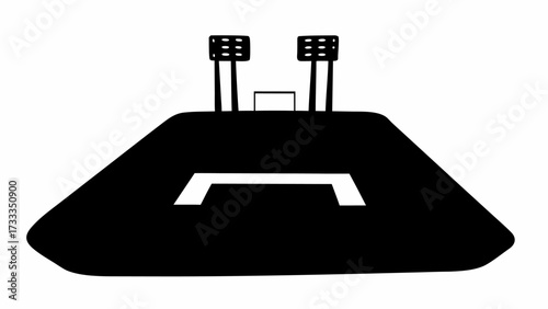 Modern black and white airport control tower illustration, aviation safety concept, air traffic management, flight control for stock illustration use