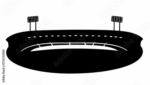 Dynamic stadium silhouette, perfect for sports branding, event promotion, and fan engagement campaigns, capture the excitement of game day, bold design element