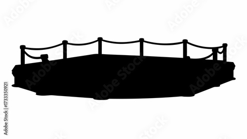 Enchanting silhouette of a charming footbridge, perfect for fairytale illustrations, serene park designs, or historical architectural studies for elegant creative projects