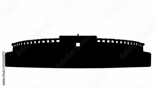 Ancient coliseum silhouette offers a glimpse into the past, perfect for history projects, architectural studies, or travel promotions showcasing iconic landmarks