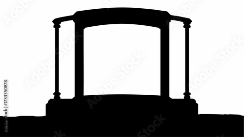 Mysterious black silhouette showcases an old water well structure, evoking feelings of history and nostalgia, perfect for storytelling and artistic projects
