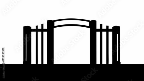 Elegant architectural archway silhouette, perfect for memorial design or park entrance, with a classic and timeless feel, inviting passage and transition