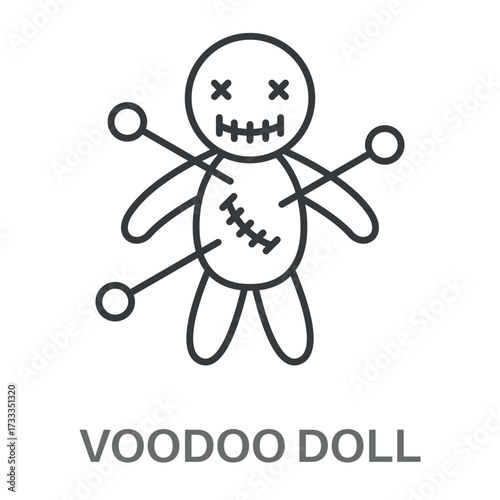 Voodoo Doll Outline Concept Simple Style Design Vector