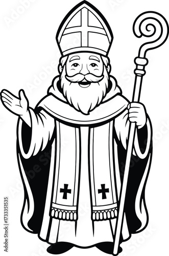 Saint Patrick cartoon character with bishop staff and mitre hat saint patrick day ireland