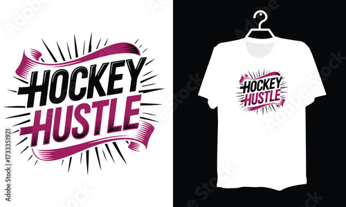 Bold Hockey Hustle Graphic Art with Dynamic Text Styles