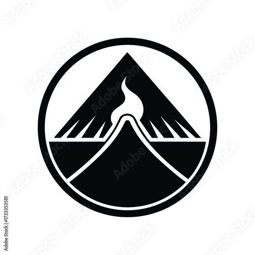 Hiking Volcano Icon Vector Illustration