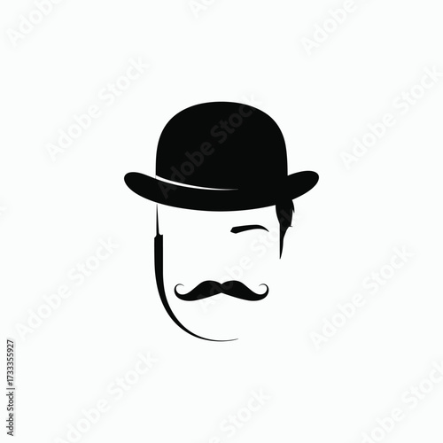 Bowler Hat and Handlebar Mustache Silhouette3
