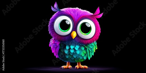 Cute Colourful Owl Mascot — Big‑Eyed Cartoon Bird