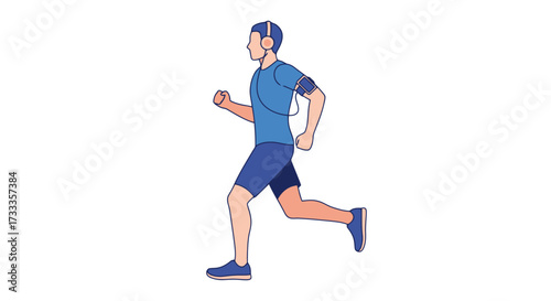Active Lifestyle Illustration Depicting a Man Running Outdoors, Suitable for Fitness Apps, Health Blogs, and Wellness Program Advertising Campaigns