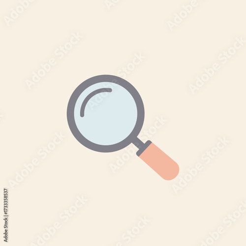 Magnifying glass examining a subtle detail in a minimalist environment