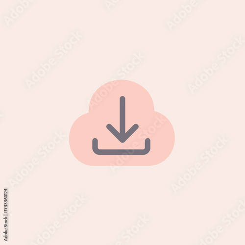 Minimalist cloud download icon symbolizing digital data transfer, internet connectivity, and secure online storage solutions for modern technology and data management