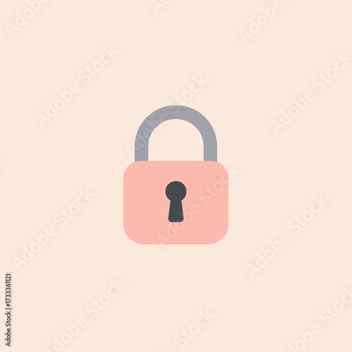 A cute pink padlock icon on a light peach background, perfect for security, privacy, or access-related graphics