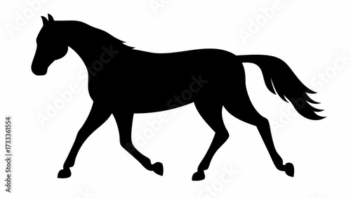 Elegant black horse silhouette galloping gracefully, symbolizing freedom and power.