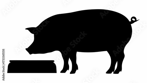 Chic pig enjoying a stylish meal from a modern bowl, perfect for fashion and food themes.