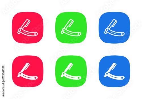 Straight razor icon representing traditional barber grooming in colorful flat icon style