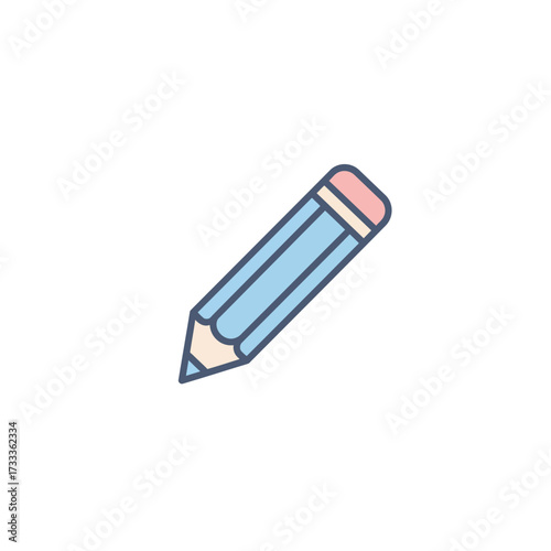 Simple vector illustration of a blue pencil with an eraser tip, perfect for design and writing concepts