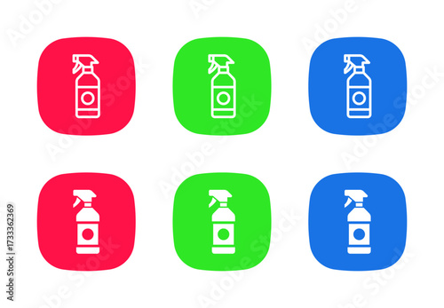 Spray bottle icon representing grooming, salon, and haircare products in modern colorful flat design