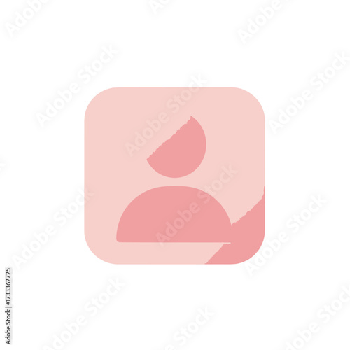 Minimalist pink user profile icon featuring an abstract person silhouette. Modern vector graphic for website, app, or social media avatar