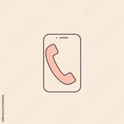 Phone Call Icon Outline of a Handset on a Smartphone Screen