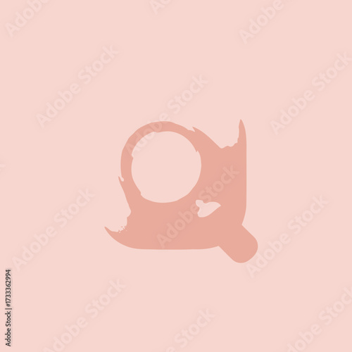 Rustic Stain Texture Letter, Abstract Circular Mark on Pale Backdrop, Unique Grunge Print for Creative Projects