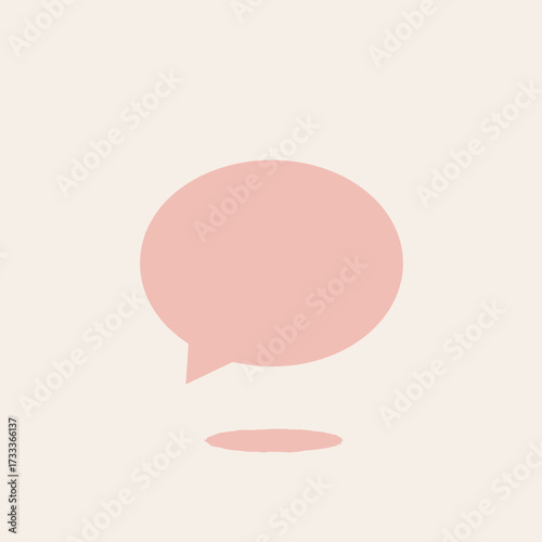 Minimalist Pink Speech Bubble Icon with Shadow for Communication and Chat Concepts