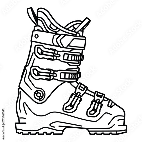 Vector art of ski boot line art illustration