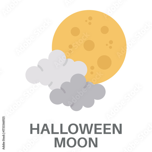 Halloween Moon Simple Style Flat Design Vector