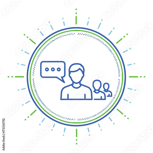 Vector art of family and communication icon with speech bubble and people illustration