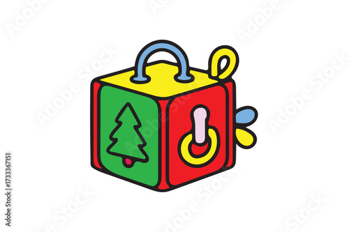 Creative colorful baby activity cubes vector icon.