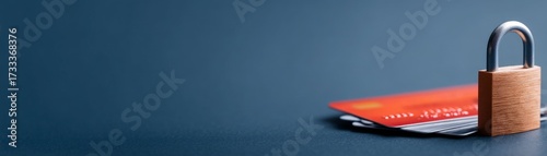 Online Banking Security and Data Protection, Image features a padlock beside a credit card, symbolizing security and protection in financial transactions.