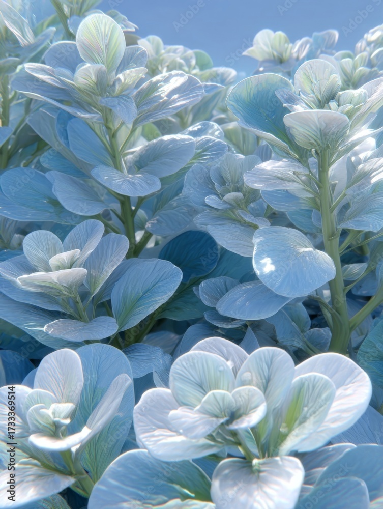 Fototapeta premium Lush Greenery with Soft Blue Tones Creating a Serene and Tranquil Atmosphere in Nature's Breathtaking Beauty